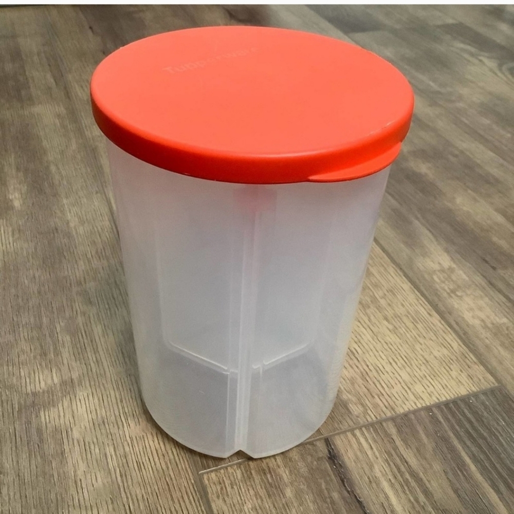 Tupperware 3 In 1 Divided Food Storage Canister Orange Lid